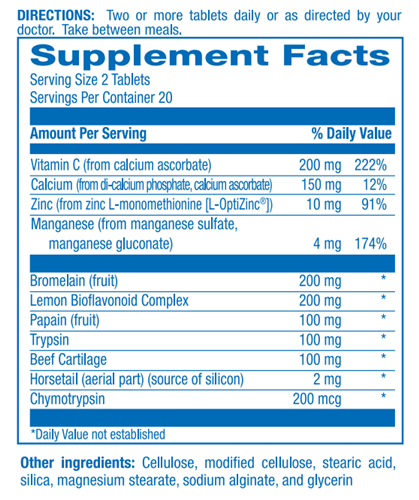 Zymain Supplement Facts Label