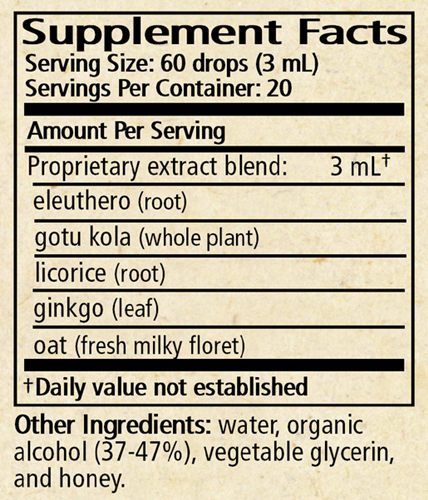 Adrenal Tonic Supplement Facts Label