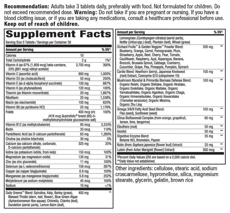 alive max potency adult complete multivitamin without iron nature's way supplement facts