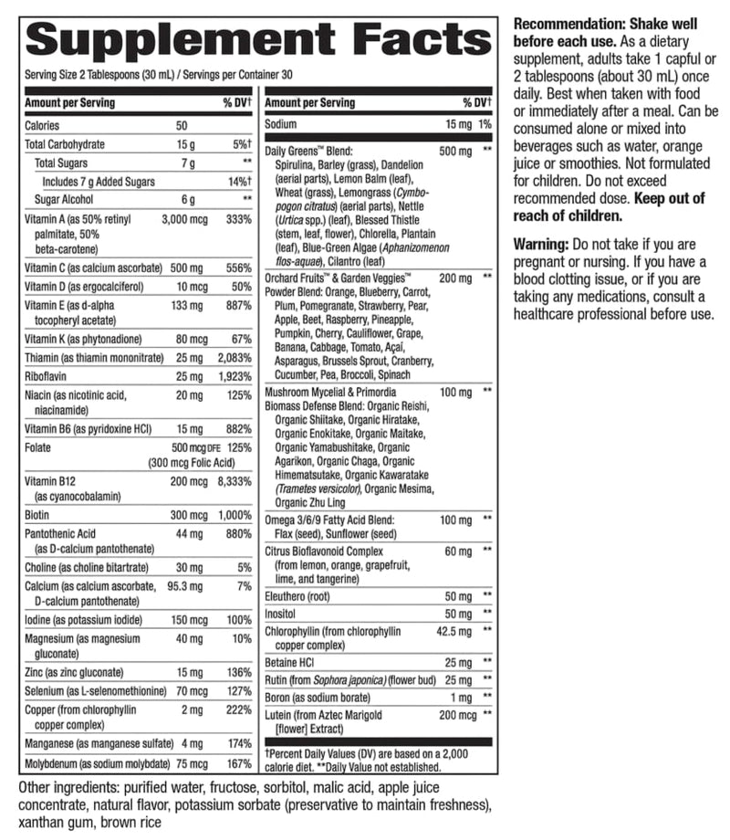 alive max potency complete liquid multivitamin nature's way supplement facts