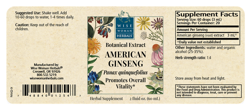 american ginseng wise woman herbals label