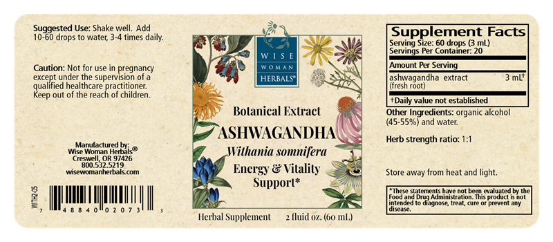 ashwagandha wise woman herbals label
