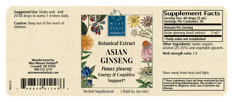 asian ginseng wise woman herbals label
