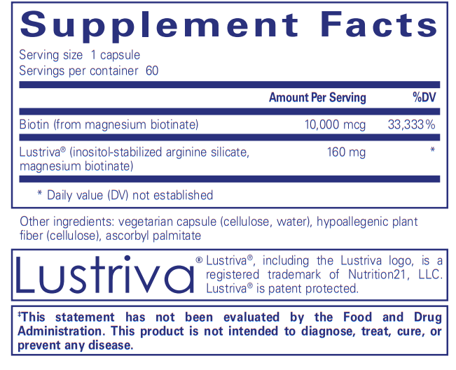 Biotin Complex Hair & Skin (Pure Encapsulations) supplement facts