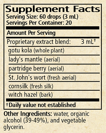 Bladder Tonic Supplement Facts Label