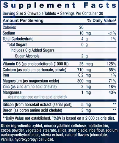bone restore chewable tablets (life extension) supplement facts