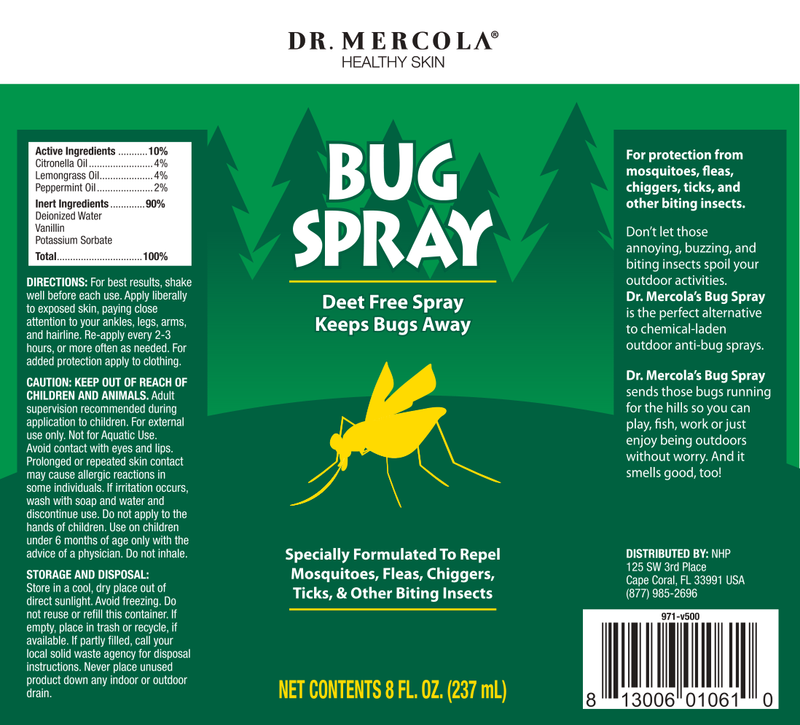 Bug Spray (Dr. Mercola) Label