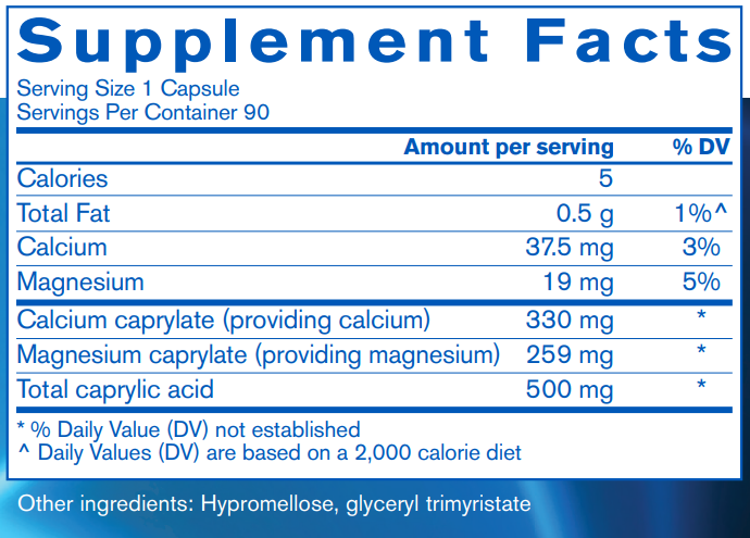 Caprylate Complex (Pharmax) supplement fact
