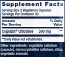cognizin cdp-choline caps (life extension) supplement facts