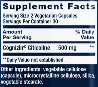 cognizin cdp-choline caps (life extension) supplement facts