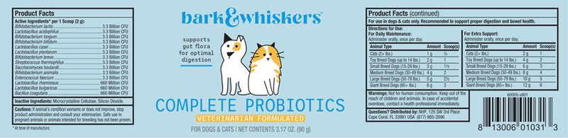 Complete Probiotics Pet (Dr. Mercola) label
