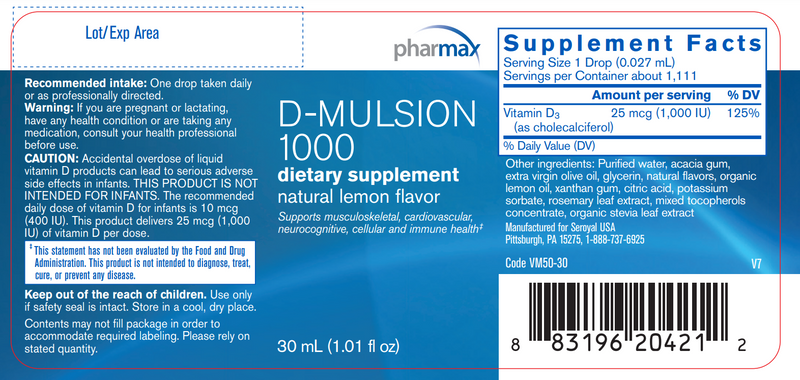 d-Mulsion (Lemon Flavor) (Pharmax) label