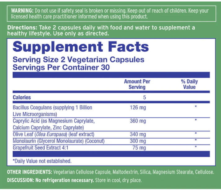 Yeast Assist Probiotic Form (Emerita) supplement facts