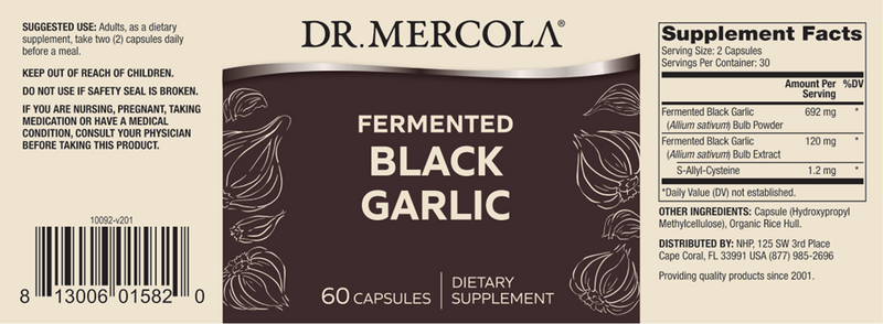 Fermented Black Garlic (Dr. Mercola) label