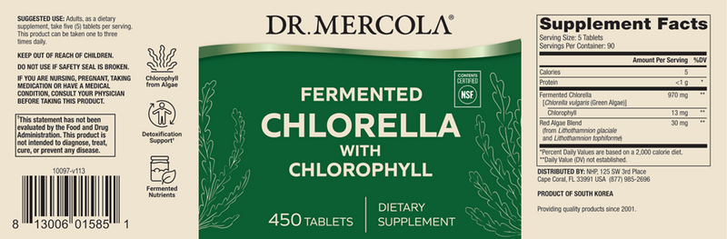 Fermented Chlorella (Dr. Mercola) label