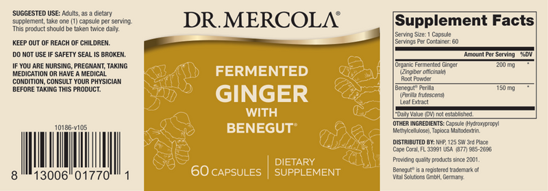 Fermented Ginger (Dr. Mercola) label