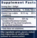 gamma e mixed tocopherols & tocotrienols (life extension) supplement facts