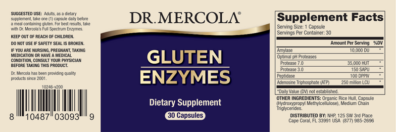 Gluten Enzymes (Dr. Mercola) label