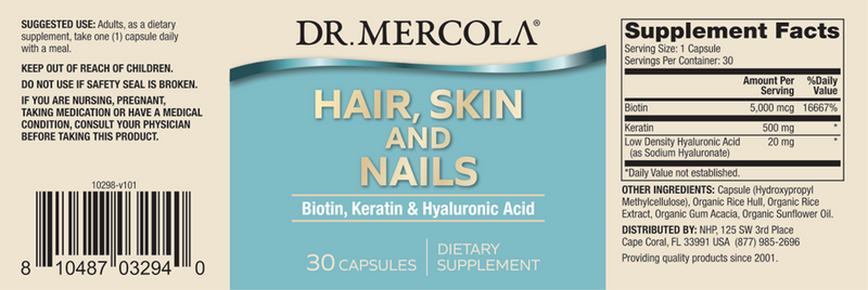 Hair, Skin and Nails (Dr. Mercola) label