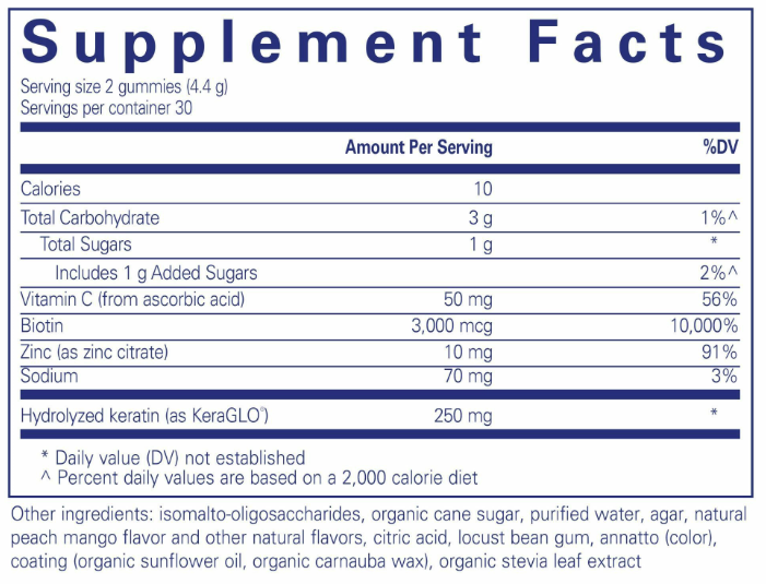 Hair/Skin/Nails Gummy (Pure Encapsulations) supplement fact