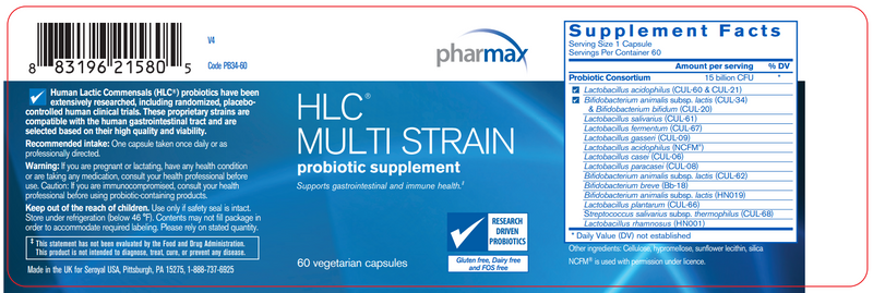 HLC Multistrain (Pharmax) label