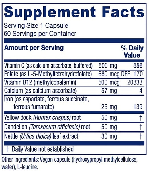 iron extra vitanica supplement facts