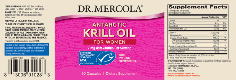 Antarctic Krill Oil for Women with EPO (Dr. Mercola) Label