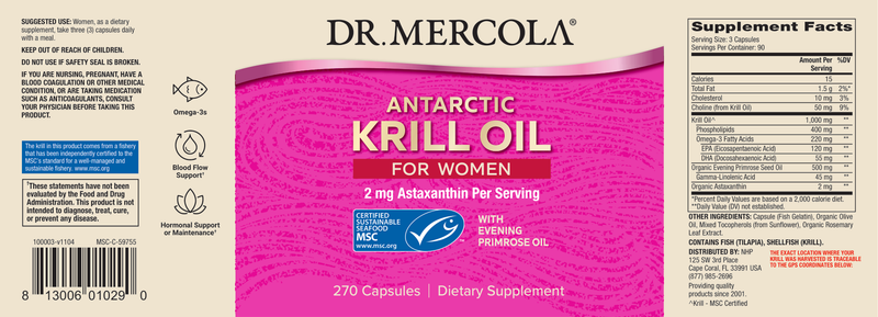 Antarctic Krill Oil for Women with EPO (Dr. Mercola) Label