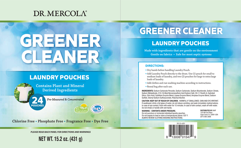 Greener Cleaner Laundry Pods (Dr. Mercola) label