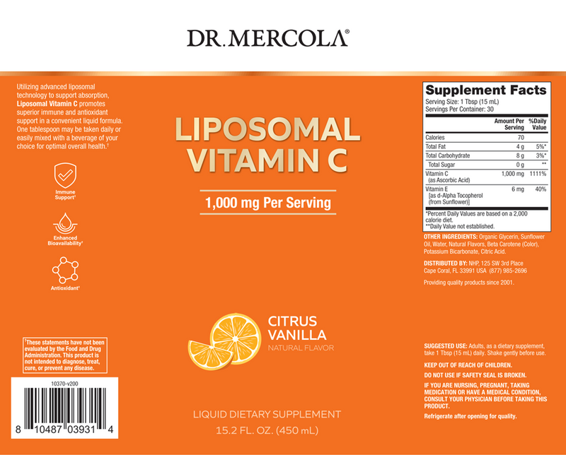 Vitamin C Emulsion (Dr. Mercola) label