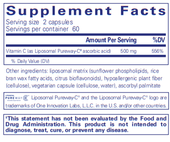 Liposomal vitamin C 120's (Pure Encapsulations) supplement facts