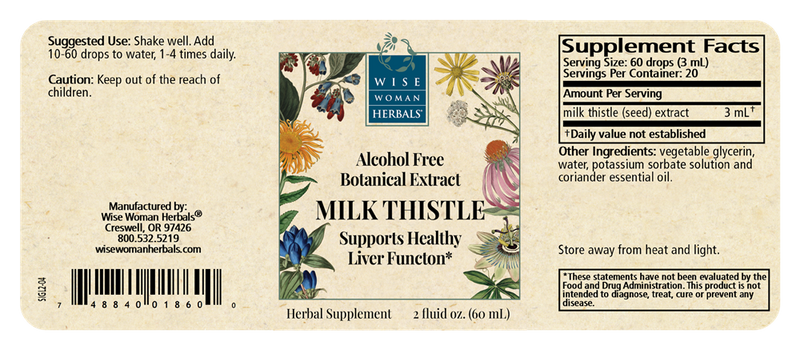 milk thistle glycerite wise woman herbals label