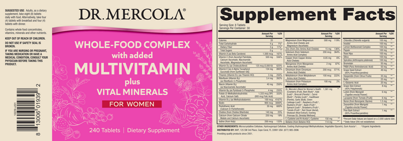 whole food complex multivitamin for women dr. mercola label