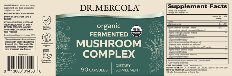 Fermented Mushroom Complex (Dr. Mercola) label