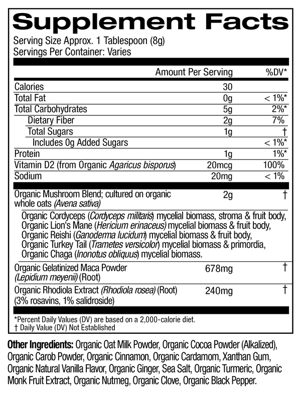 mushroom morning energy packets (om mushrooms) supplement facts