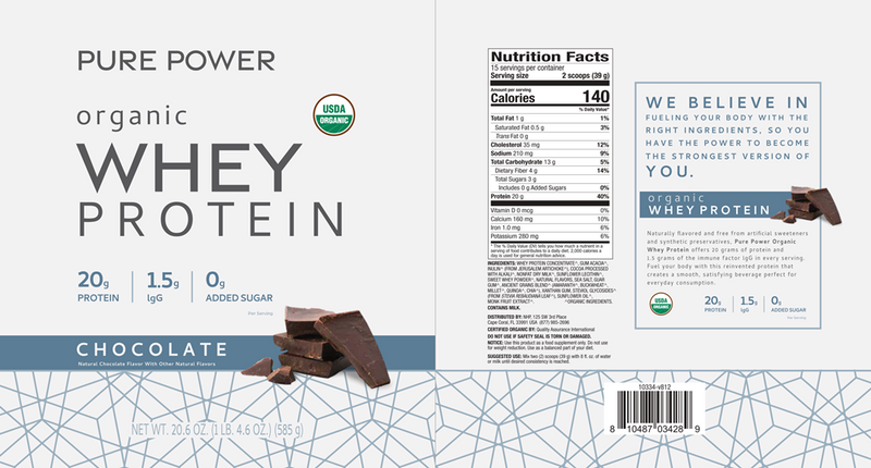 Organic Whey Protein - Chocolate (Dr. Mercola) label