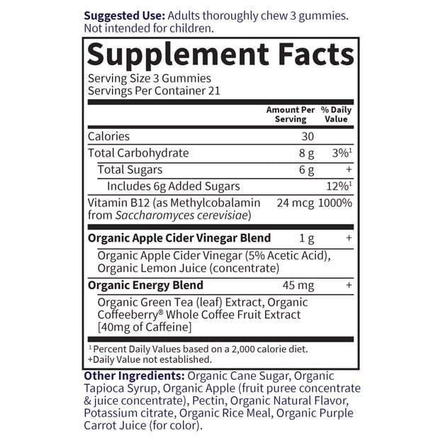 myKind Organics Apple Cider Vinegar Energy (Garden of Life) Supplement Facts