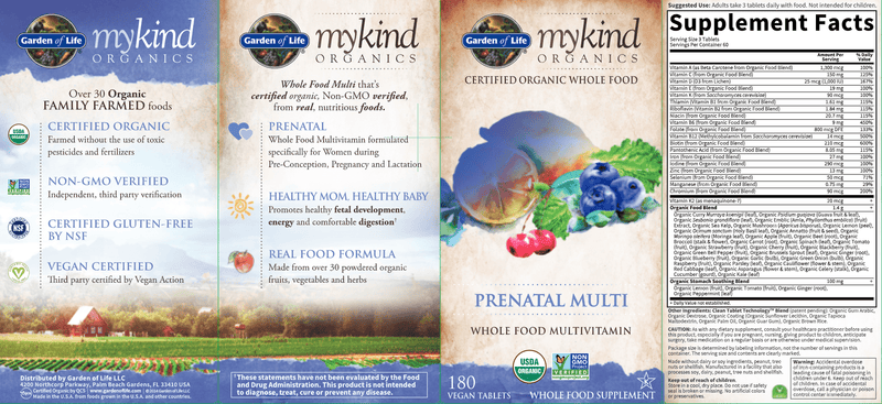 mykind Organics Prenatal Multi (Garden of Life) Label