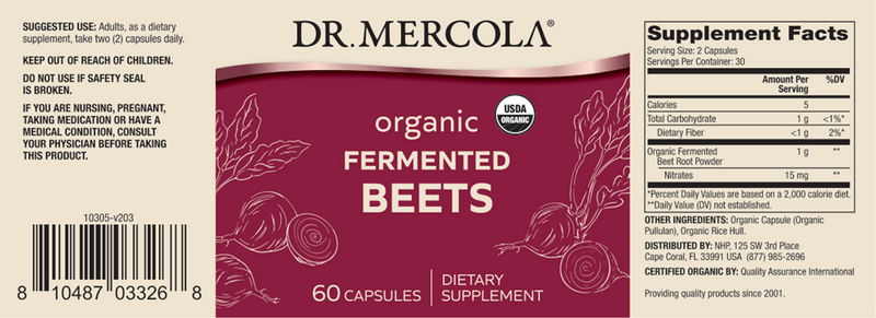 Organic Fermented Beets (Dr. Mercola) label