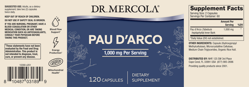 Pau D'Arco (Dr. Mercola) label