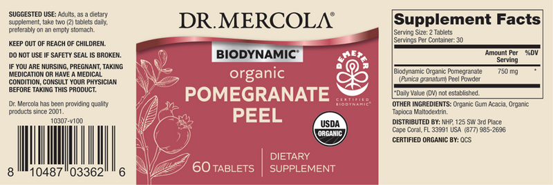 Biodynamic Pomegranate Peel (Dr. Mercola) label