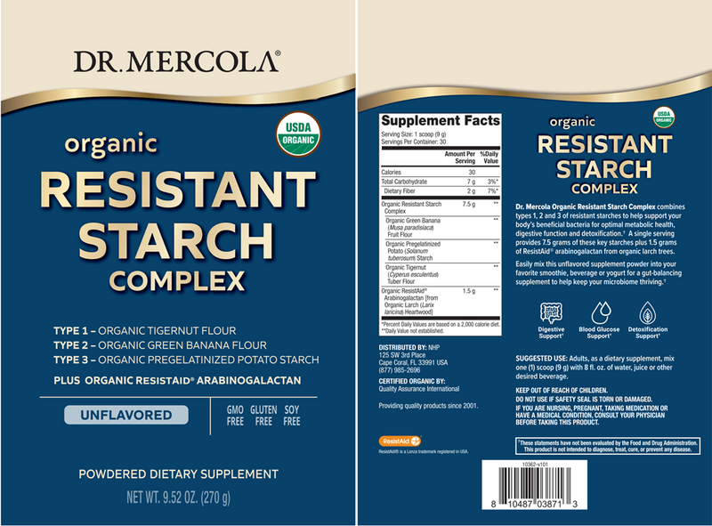 Organic Resistant Starch Complex (Dr. Mercola) label