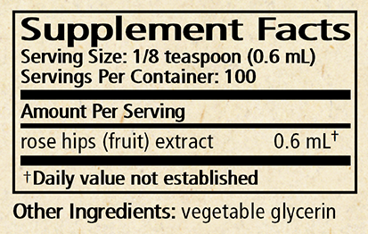 Rose Hips Solid Extract Supplement Facts Label