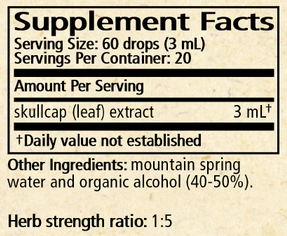 Skullcap (Scutellaria lateriflora) Supplement Facts Label