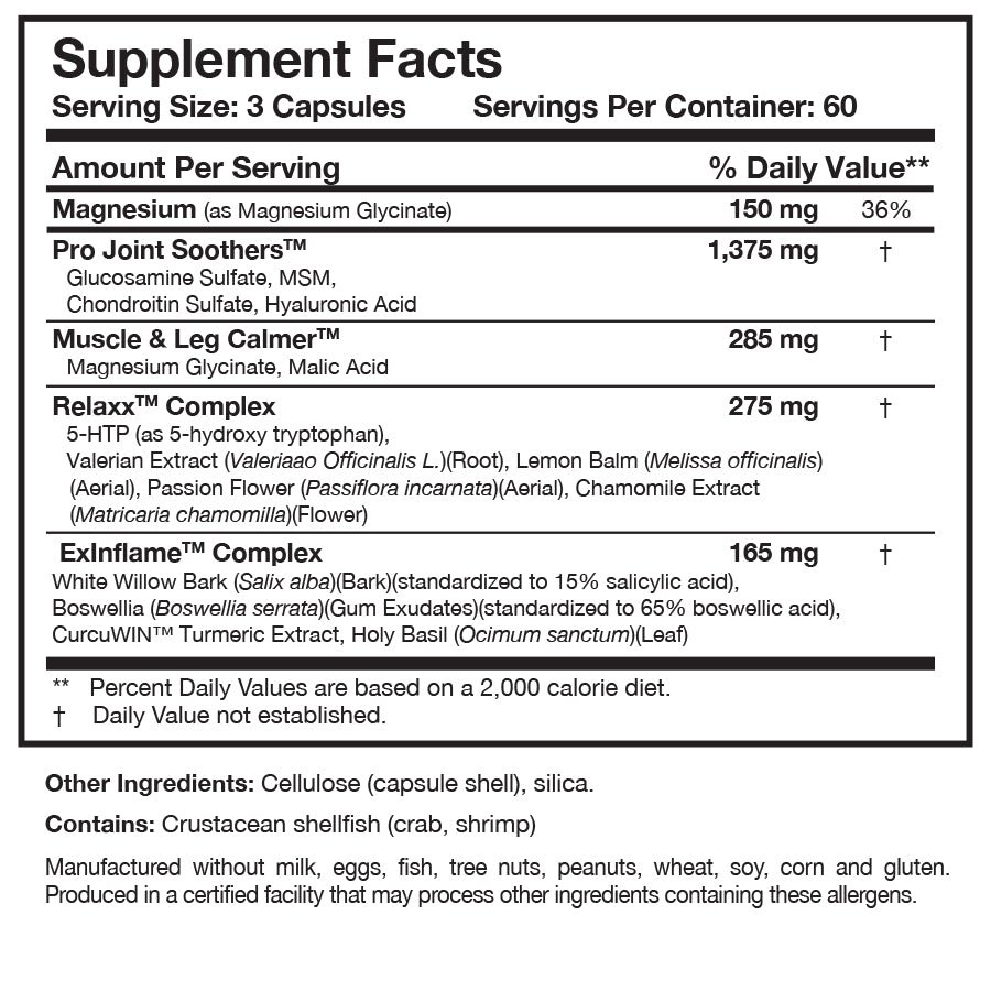 Soothe & Relaxx Supplement Facts Label