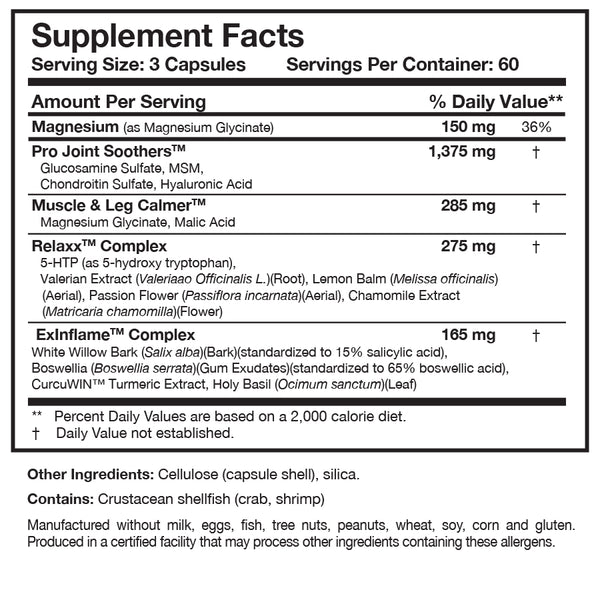 Soothe & Relaxx Supplement Facts Label