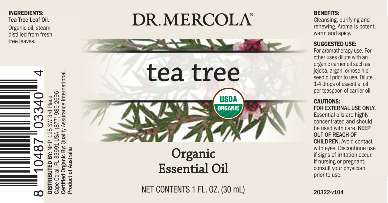 Organic Tea Tree Essential Oil (Dr. Mercola) label