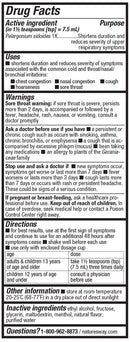 umcka coldcare menthol syrup (nature's way) drug facts