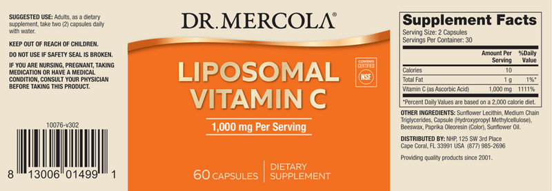 Liposomal Vitamin C 60ct (Dr. Mercola)