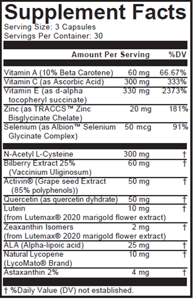 20/20 Eye Formula (Nutritional Frontiers) Supplement Facts